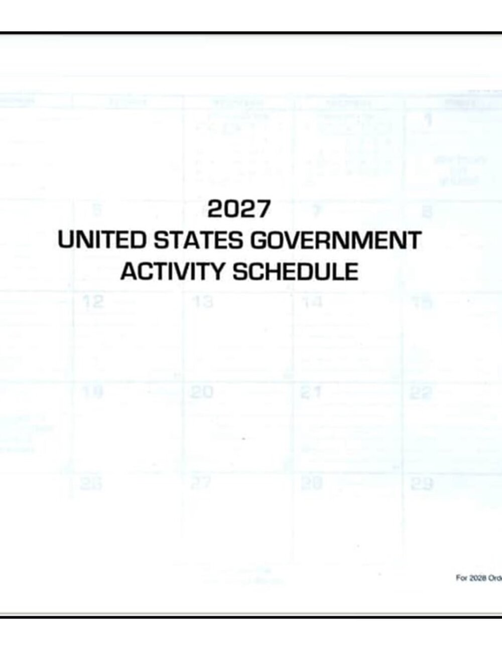 Unicor 2027 US Government Appointment Schedule, Qty=1, Single Calendar